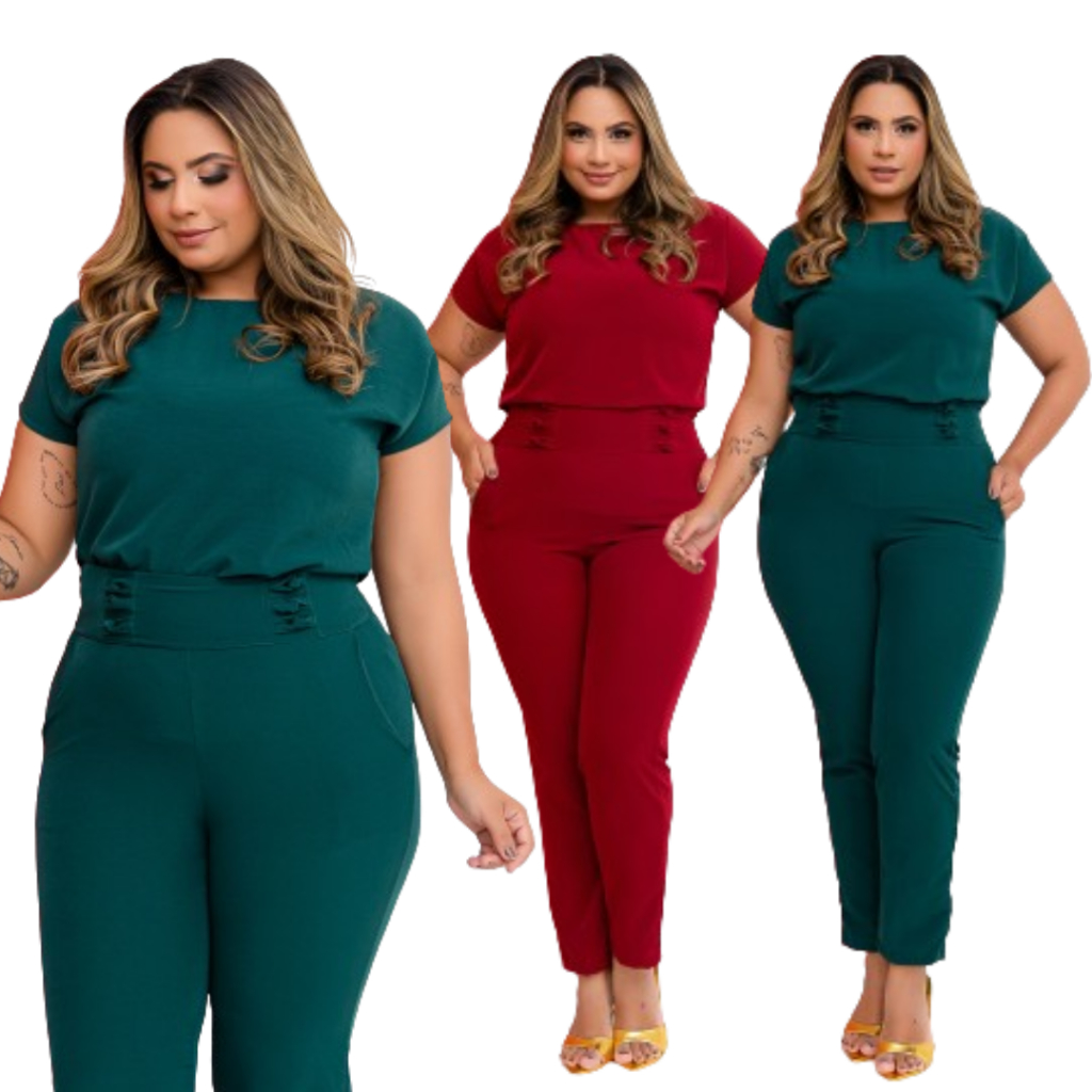 Conjunto Social feminino Calça e Blusa com Manga Plus Size | Shopee Brasil