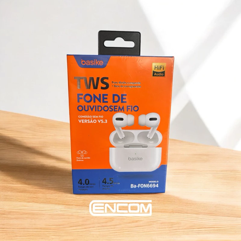 Fone de Ouvido Bluetooth TWS Basike – Conforto, Qualidade e Tecnologia Super Promoção