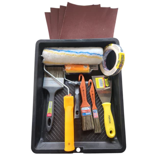 Kit Pintura de Parede 12 Itens Rolo Pincel Lixa Bandeja Espátula e Fita+ Opções