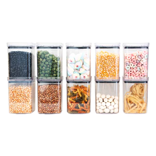 Kit 10 potes 1000ml Acrílico Transparente Empilhável Livre de BPA