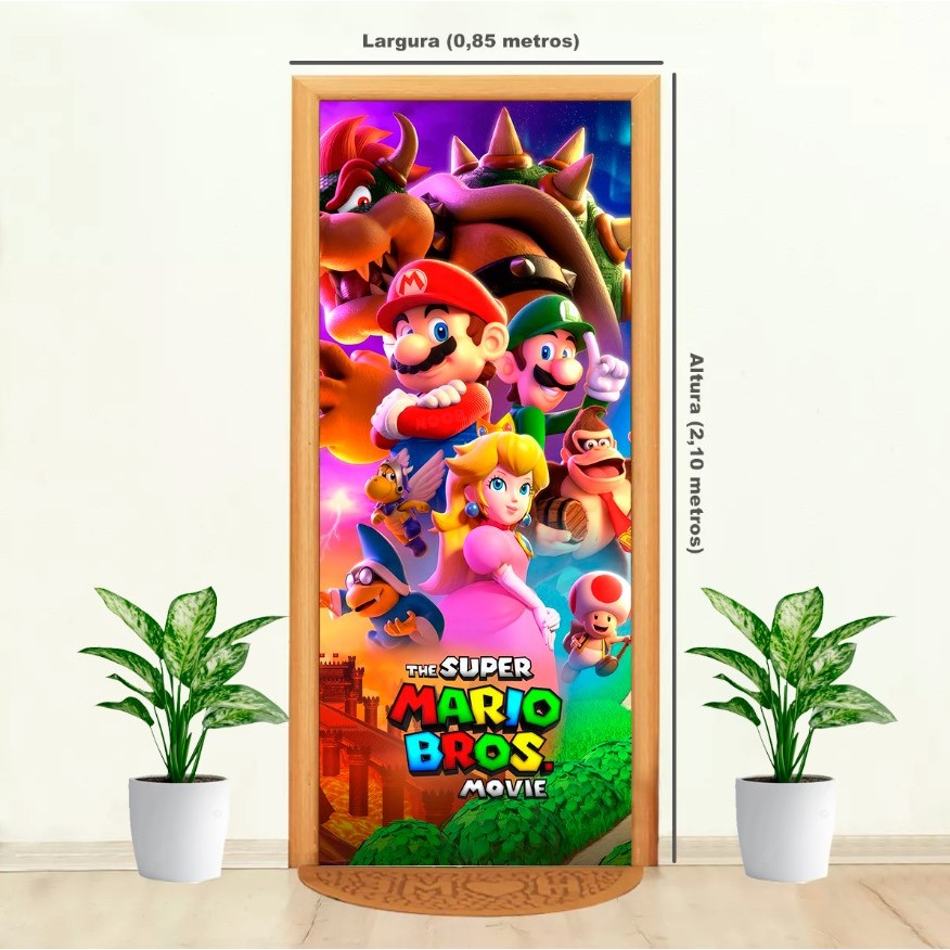 CAPA DE PORTA SUPER MARIO WORD RETANGULAR VESTE PORTA DECORATIVO