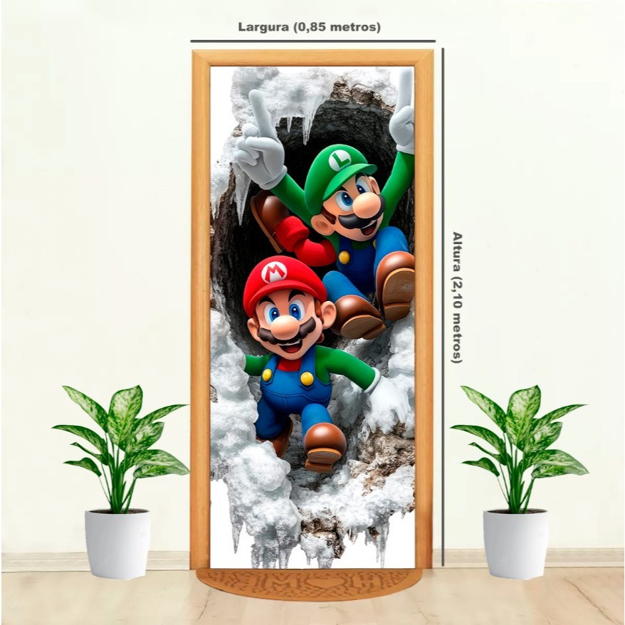 CAPA DE PORTA SUPER MARIO WORD RETANGULAR VESTE PORTA DECORATIVO
