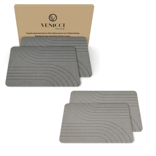 Kit 2 Tapete Banheiro Impermeavel Pedra Diatomacea 60x40cm Absorvente Malha Antiderrapante