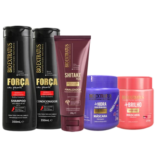 Kit Bio Extratus Shampoo e Condicionador 350ml/Finalizador Noite-dia / Máscara 250 +Brilho + Brinde