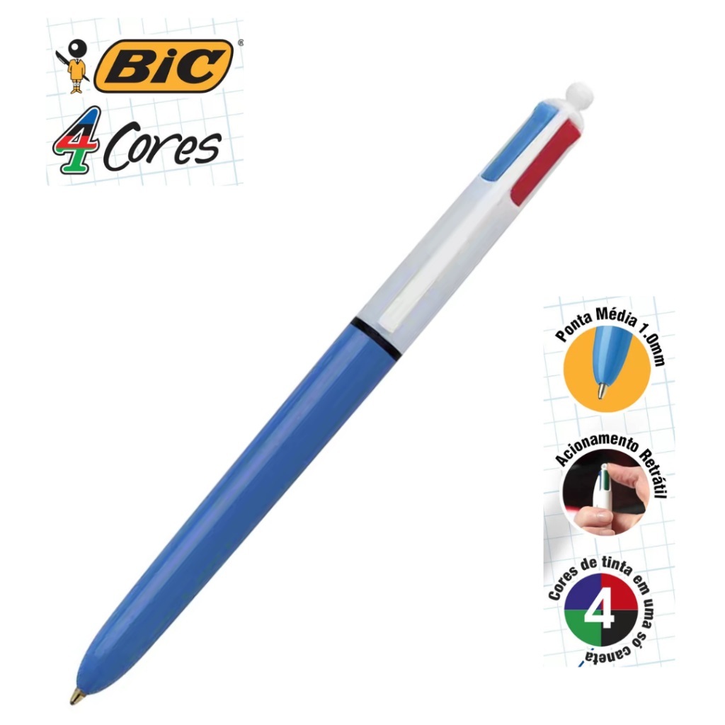 Caneta Esferográfica BIC 4 Cores Classicas | Shopee Brasil