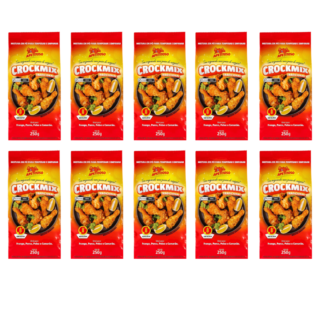 10 Pacote de 250g Mistura Farinha Para Empanar Sem Glúten Crockmix ...