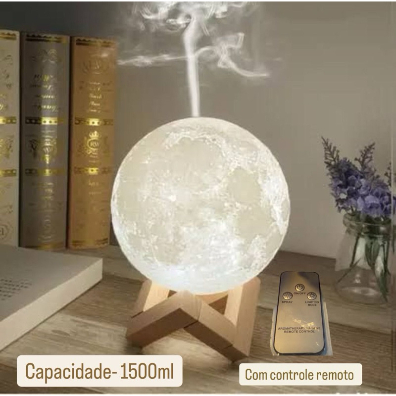 Umidificador Aromatizador Luminária Abajur Lua 3d Ultrassônico USB Difusor De Aromas ar 880ML,1500ML