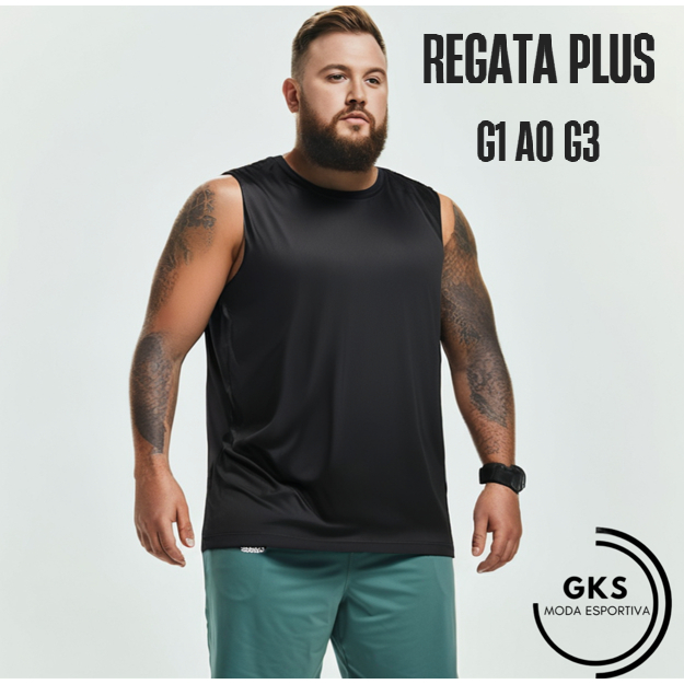 REGATA MACHÃO PLUS SIZE MASCULINA DRY FIT ACADEMIA CORRIDA