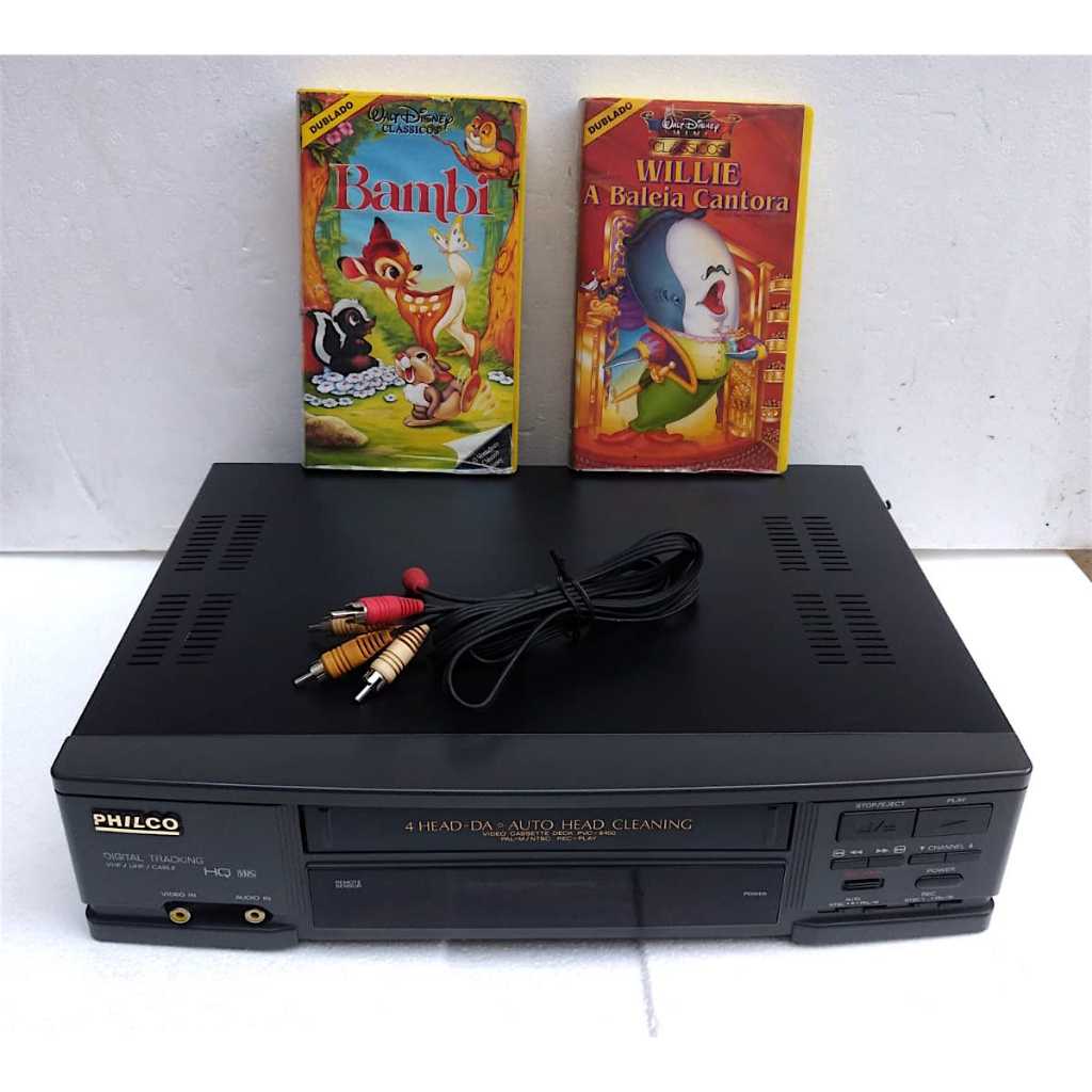 Vídeo Cassete Philco Funcionando - Brinde 2 Fitas Disney | Shopee Brasil
