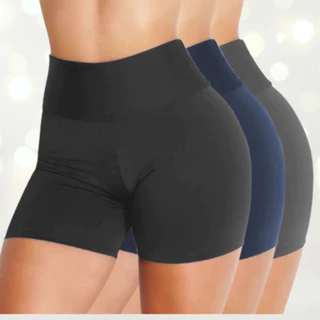 KIT 3 Shorts feminino academia liso Bermudinha malhar cintura alta