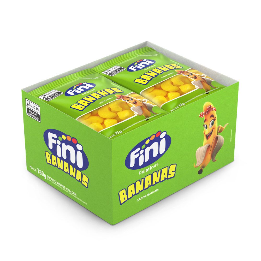 Bala Fini Mini Bananas com 12x15g cada | Shopee Brasil