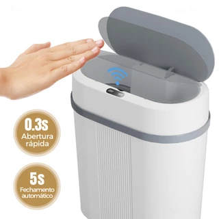 Lixeira Automática 12L com Sensor de Aproximação Inteligente – Abertura e Fechamento Sem Toque, Design Moderno