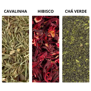 KIT CHÁ CAVALINHA HIBISCO E CHA VERDE - 300G