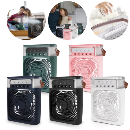 Mini Ar Condicionado Climatizador Umidificador Ventilador Portátil USB Led Quarto Sala Escritório Mesa Reservatório