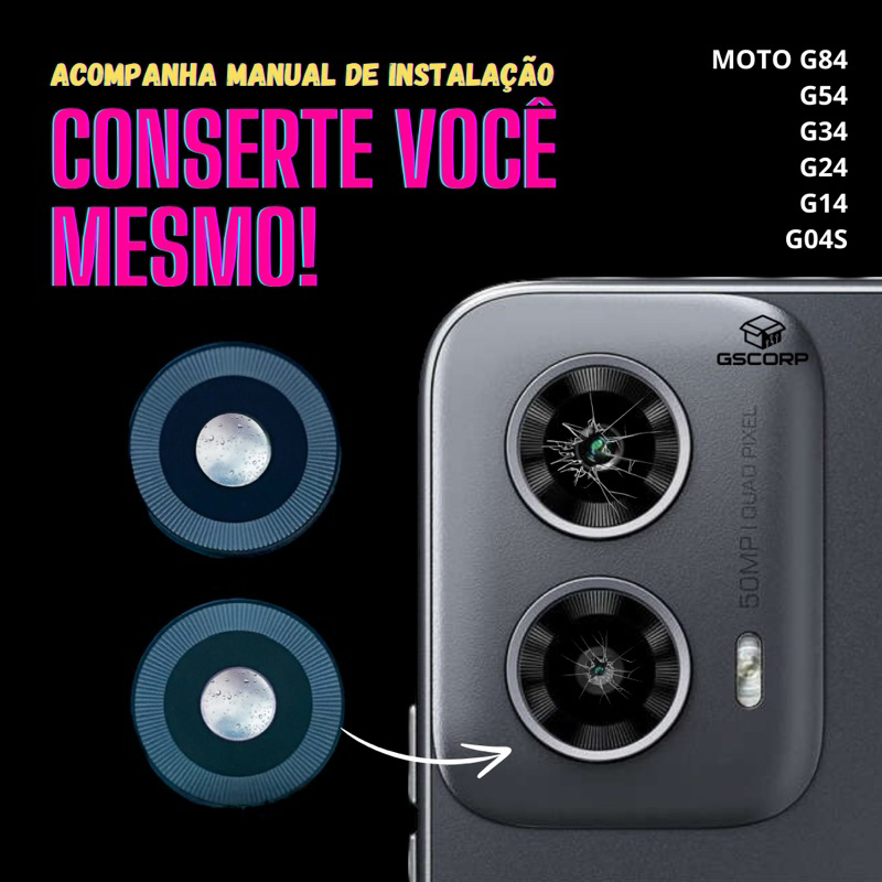 Lente da Camera Moto G84 G54 G34 G24 G14 GVidro Câmera Traseira