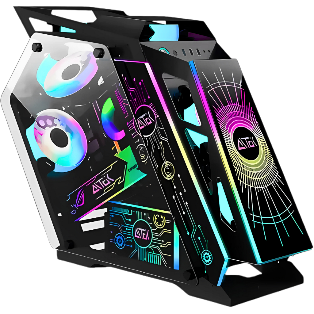 Gabinete Case Mod Aitek Preto ou Branco Vidro Temperado Suporte para GPU de até 295mm