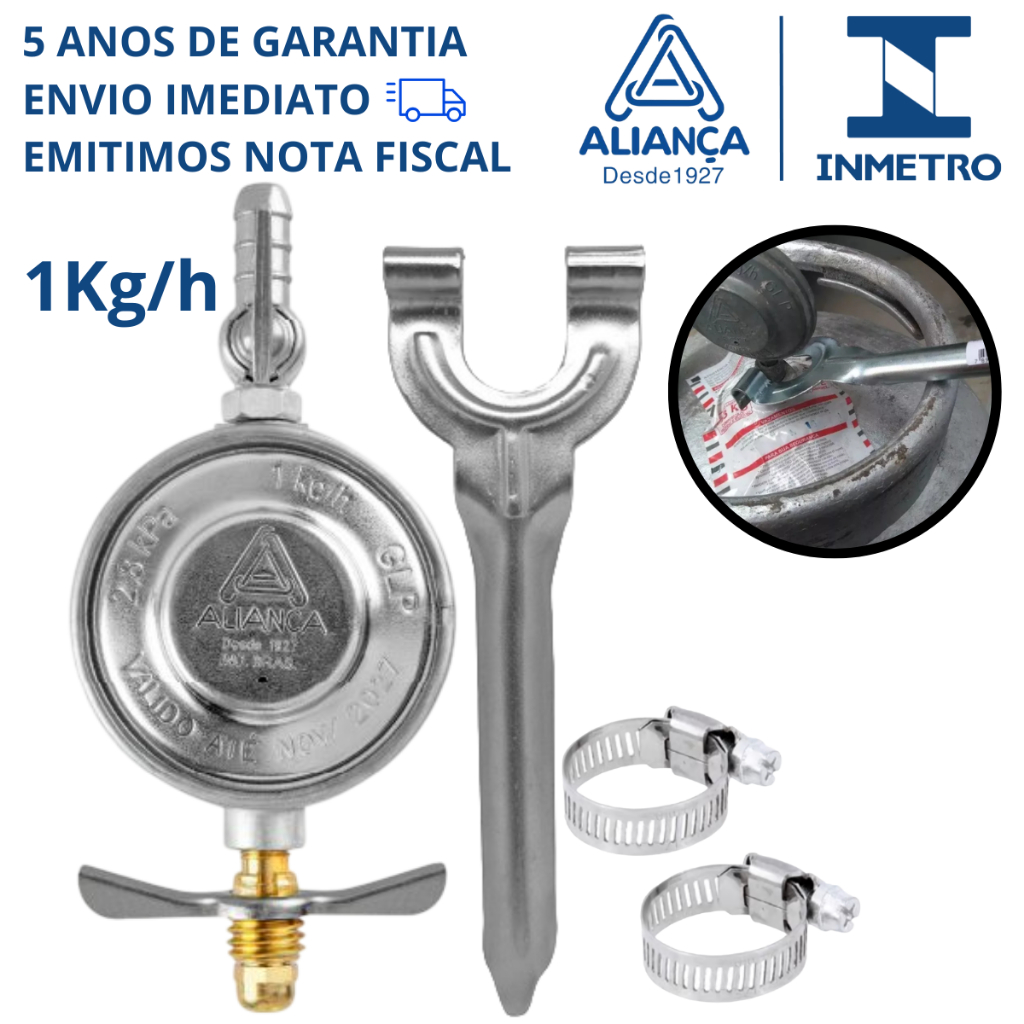 Registro De Gás Para Botijão 13kg + Chave Regulador Válvula | Shopee Brasil