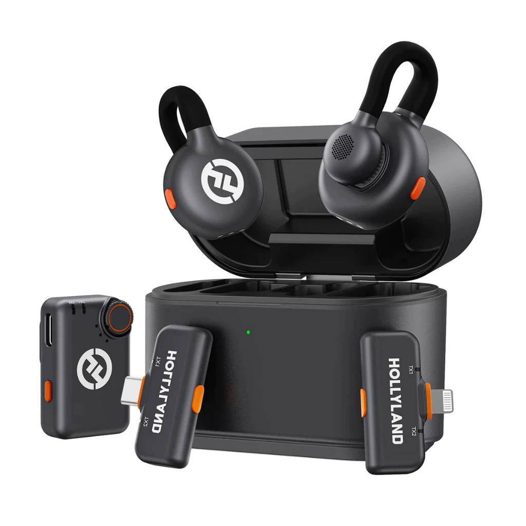 Microfone sem fio Hollyland Lark M2s Ultimate Combo, cor preta