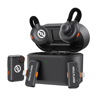 Microfone Hollyland M2s Ultimate Combo Duo Sem Fio Preto