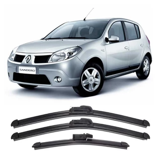 Kit 3 Palhetas Limpador De Parabrisa Dianteiro + traseiro Renault Sandero 2007 até 2014 em Oferta na Shopee