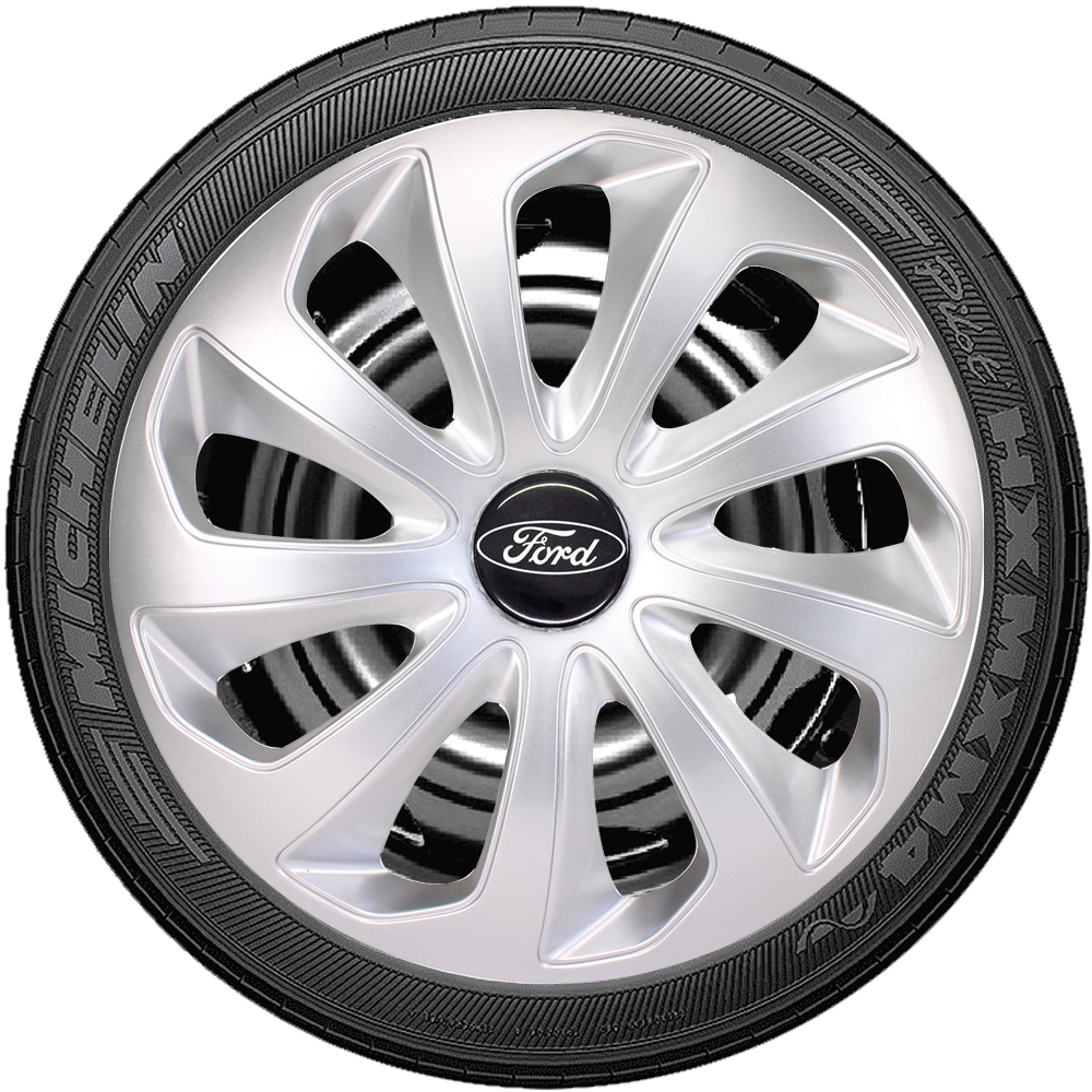 Kit 4 Calotas Esportivas Aro 13 14 Prata Compatível com Ka Fiesta Focus Hatch Sedan