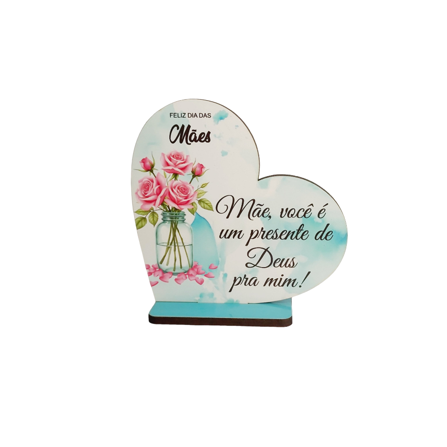 kit Lembrancinhas dia das Mães coração mdf adesivado 8cmx8,8cm em Oferta na Shopee