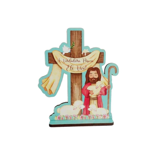 kit Lembrancinha Cruz páscoa Ele Vive com base mdf 3mm 10cm em Oferta na Shopee