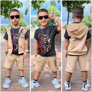 Conjunto Infantil Masculino - Lançamento de Verão - Camisa + Short Fresquinho