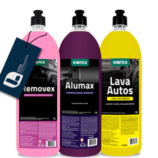 Kit Limpeza Pesada Limpa Chassi E Aluminio Alumax 1,5l Desengraxante Removex 1,5l E Shampoo Automotivo Lava Autos 1,5l