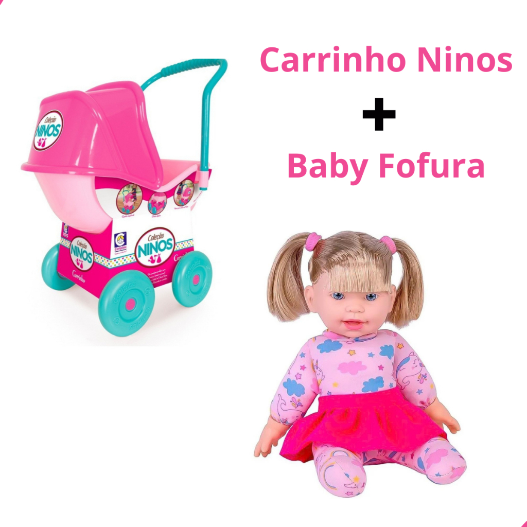 Carrinho De Boneca Bebê Ninos Alive Bebê Reborn + Boneca de pano Baby ...