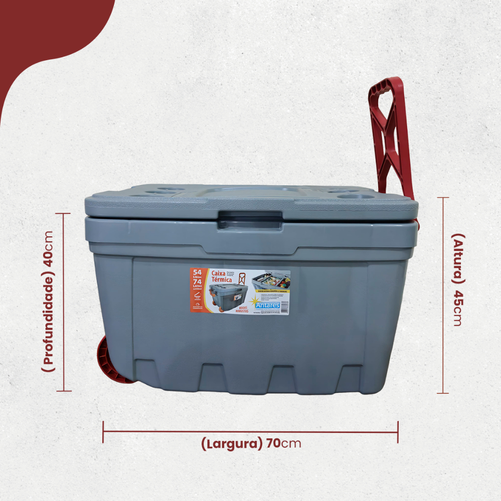 Caixa Térmica Cooler 54 Litros Grande | Para até 74 Latas | Com