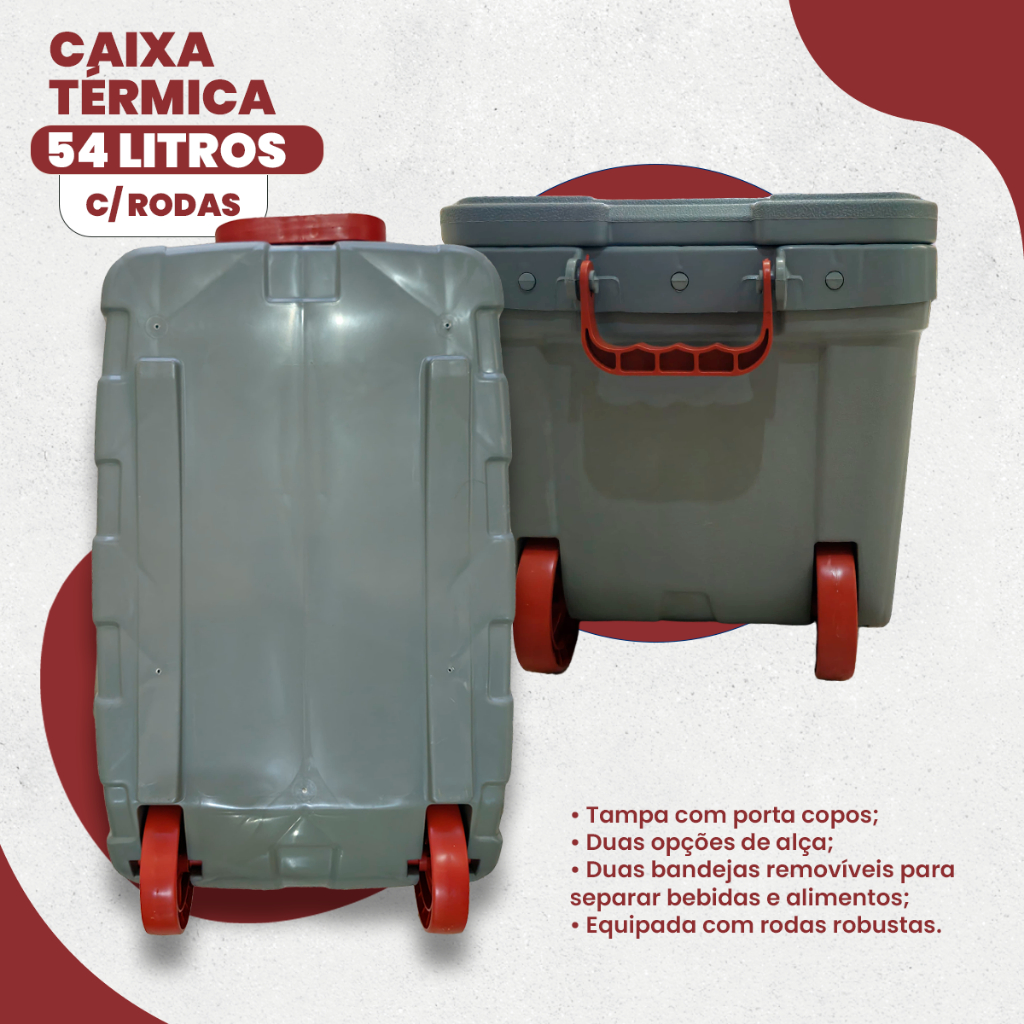 Caixa Térmica Cooler 54 Litros Grande | Para até 74 Latas | Com