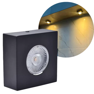 Kit 2 Luminária Spot Led Sobrepor Para Beiral 5w Preto Branco Quente 3000k Bivolt