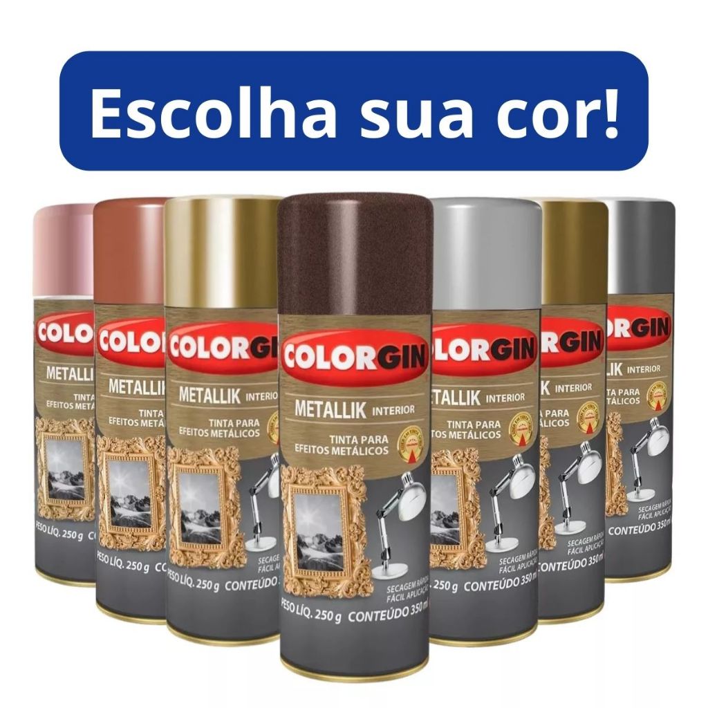 Tinta Spray Metallik Interior 350 Ml Colorgin - Cores | Shopee Brasil