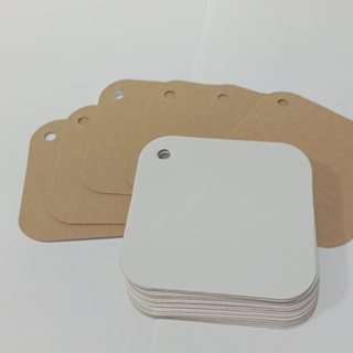 100 unid  Tag Quadrado Etiqueta de Preço de Roupa Presente Casamento  Branco Dupla Face Branco e Kraft