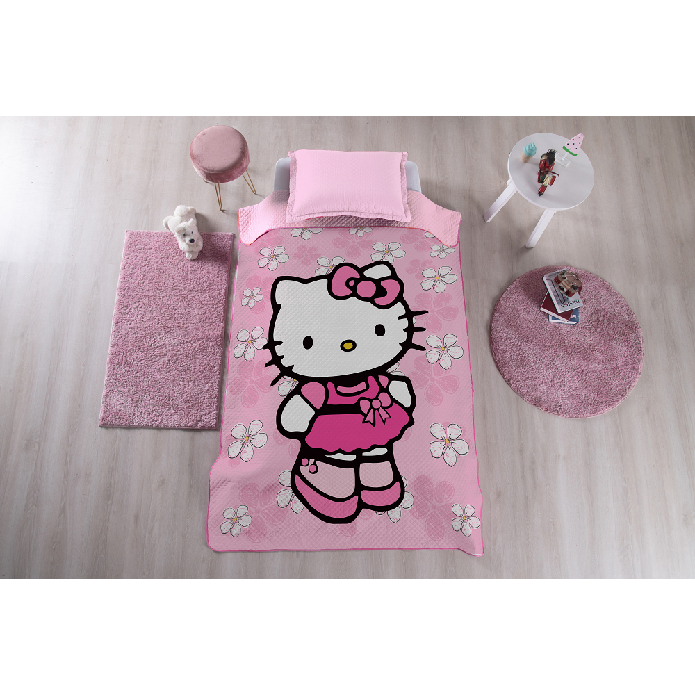 KIT COBRE LEITO DUPLA FACE MATELADO HELLO KITTY 2 PEÇAS | Shopee Brasil