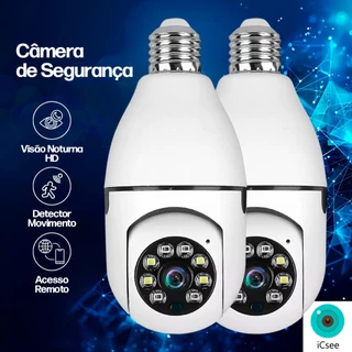 Kit 2x Câmera de Segurança Ip Rotação Lâmpada E27 Panorâmica Aplicativo Wifi Detector App Icsee