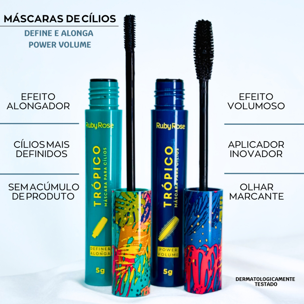Kit 2 Máscaras Para Cílios Trópico - Ruby Rose / Rímel Efeito Alongador ...