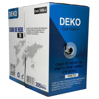 Cabo De Rede Cat5e 4 Pares Caixa Com 305m Preto Deko Cat5 Para Redes De Comunicação Computadores Câmeras Segurança Sftv