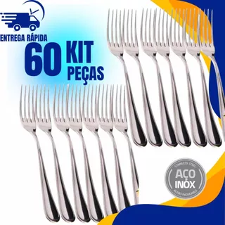 Kit 60 Garfos De Mesa Em Aço Inox Para Cozinha e Restaurantes, buffet, eventos, churrasco