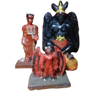 Kit Esculturas Diabo Demônio Belzebu Gárgula Imagem Satanismo Quimbanda Magia Negra