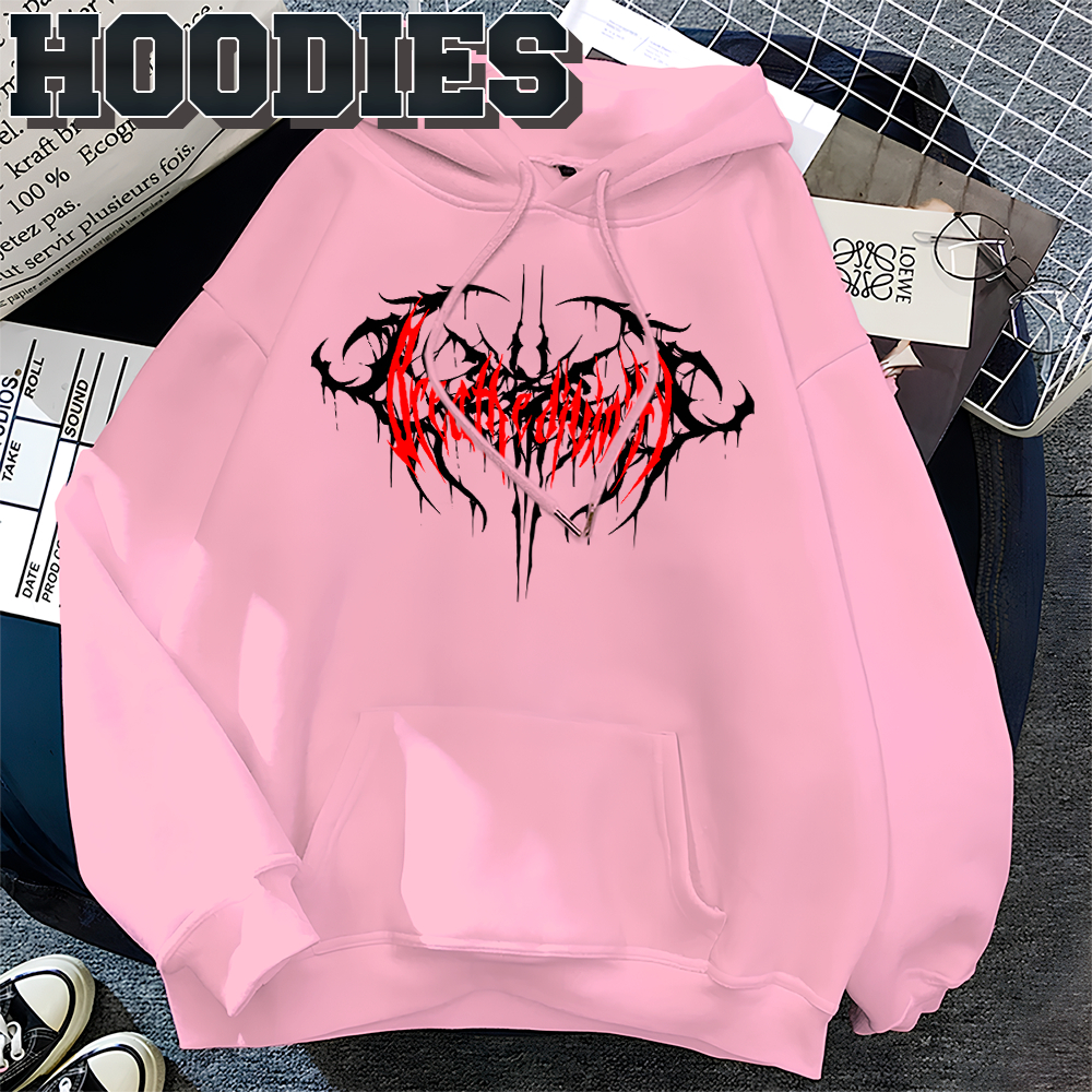 Moletom Canguru Com Capuz Breathedivinity Gothic Style Red Color