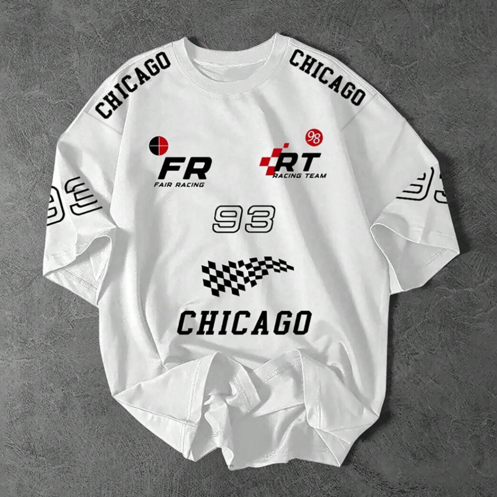 Camiseta Chicago Corrida Racing Team Oversized unissex simples manga ...