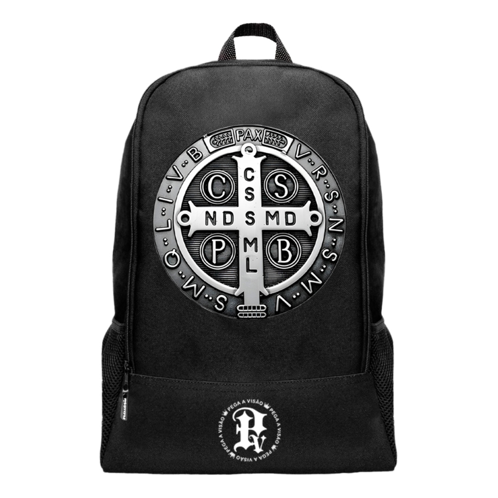 Mochila Masculina Escolar Trabalho Basica Pega a Visão Estampado Nylon Resistente São Bento