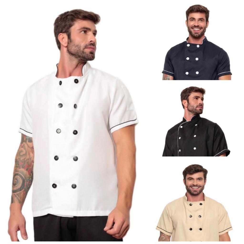 Dolma Chef Masculina Manga Curta Emerald Várias Cores Garden