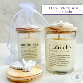 Lembrancinha de Batizado para Padrinhos Vela Aromática + Saco de organza e Divino Espírito Santo em Oferta na Shopee
