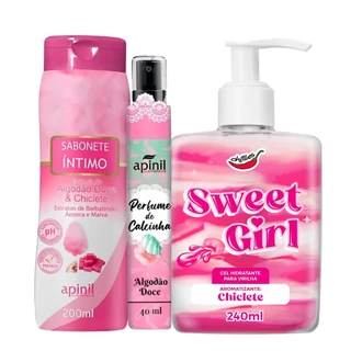 Kit Sweet Girl Gel Beijável Aromatizante Virilha Chillies + Sabonete Íntimo + Perfume Calcinha em Oferta na Shopee