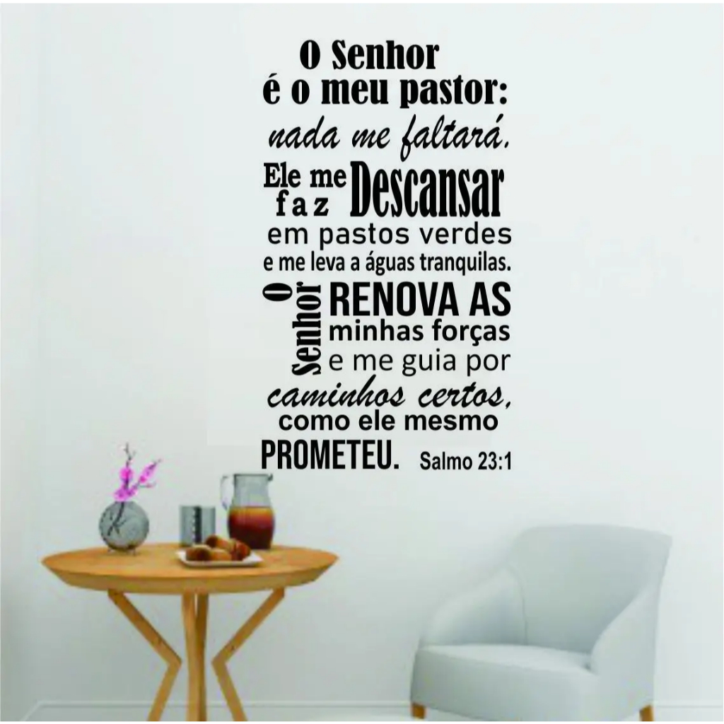 Adesivo decorativo de parede - O Senhor é meu pastor e nada me faltará ...