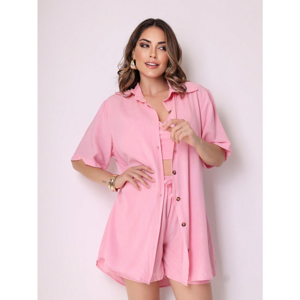 Conjunto 3 pecas kimono c/botao | Shopee Brasil