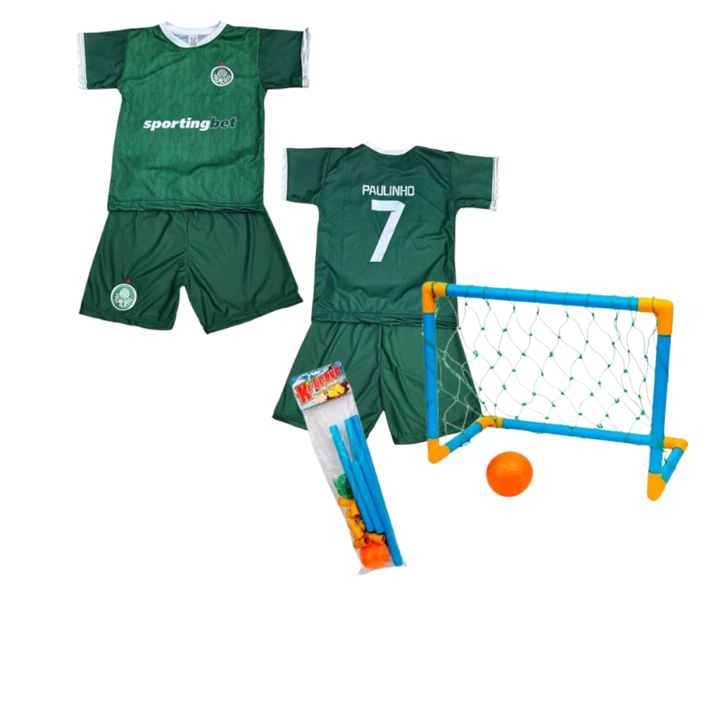 Kit Conjunto Futebol Infantil Juvenil com Camisa e bermuda Palmeiras ...